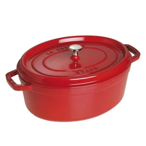 Cocotte 27 cm oval kirsebærrød støpejern - Staub