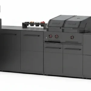 Utekjøkken Cozze Elements L-form 452x200 cm med gassgrill og pizzaovn